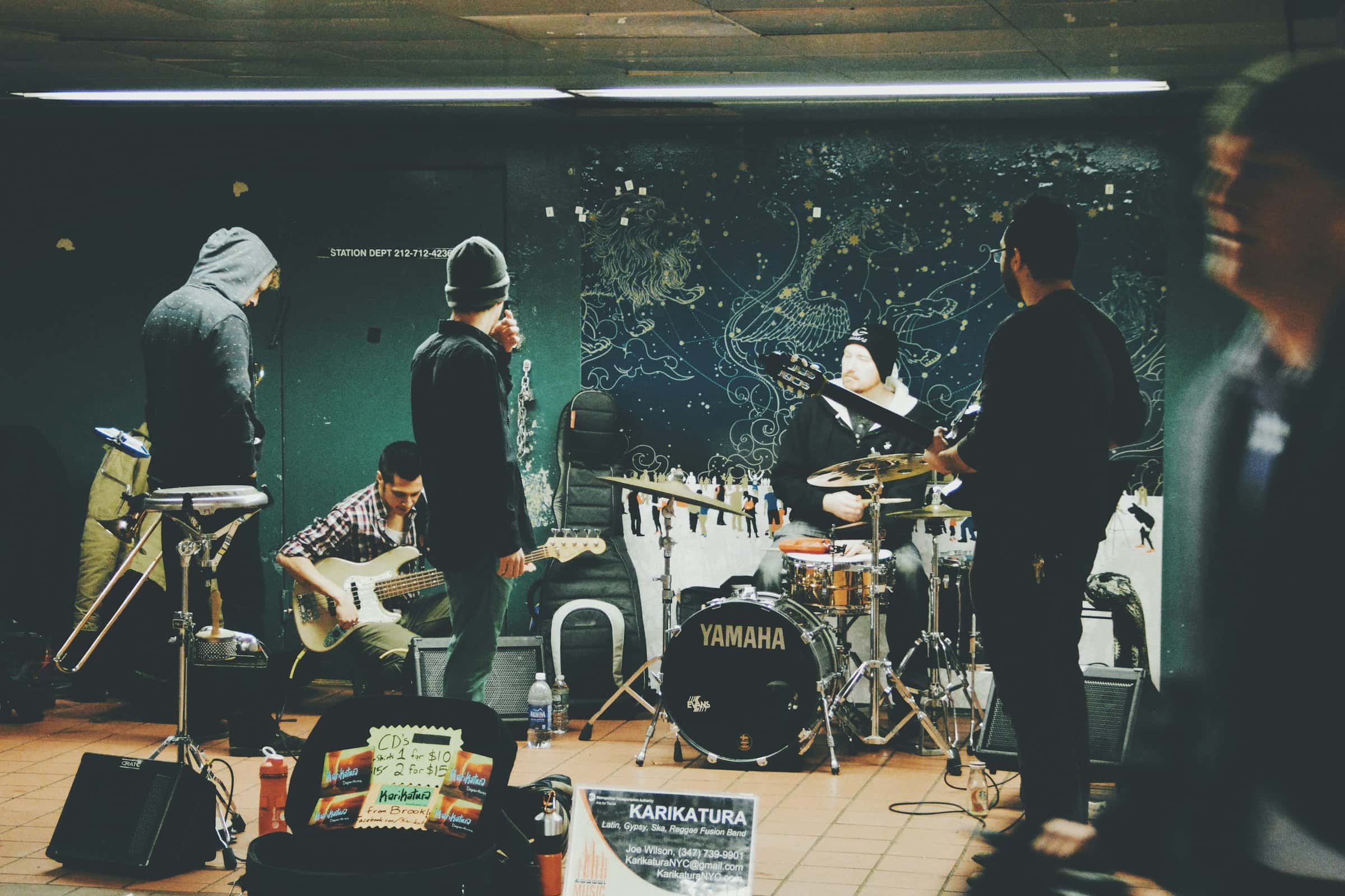 A band soundchecking before a show