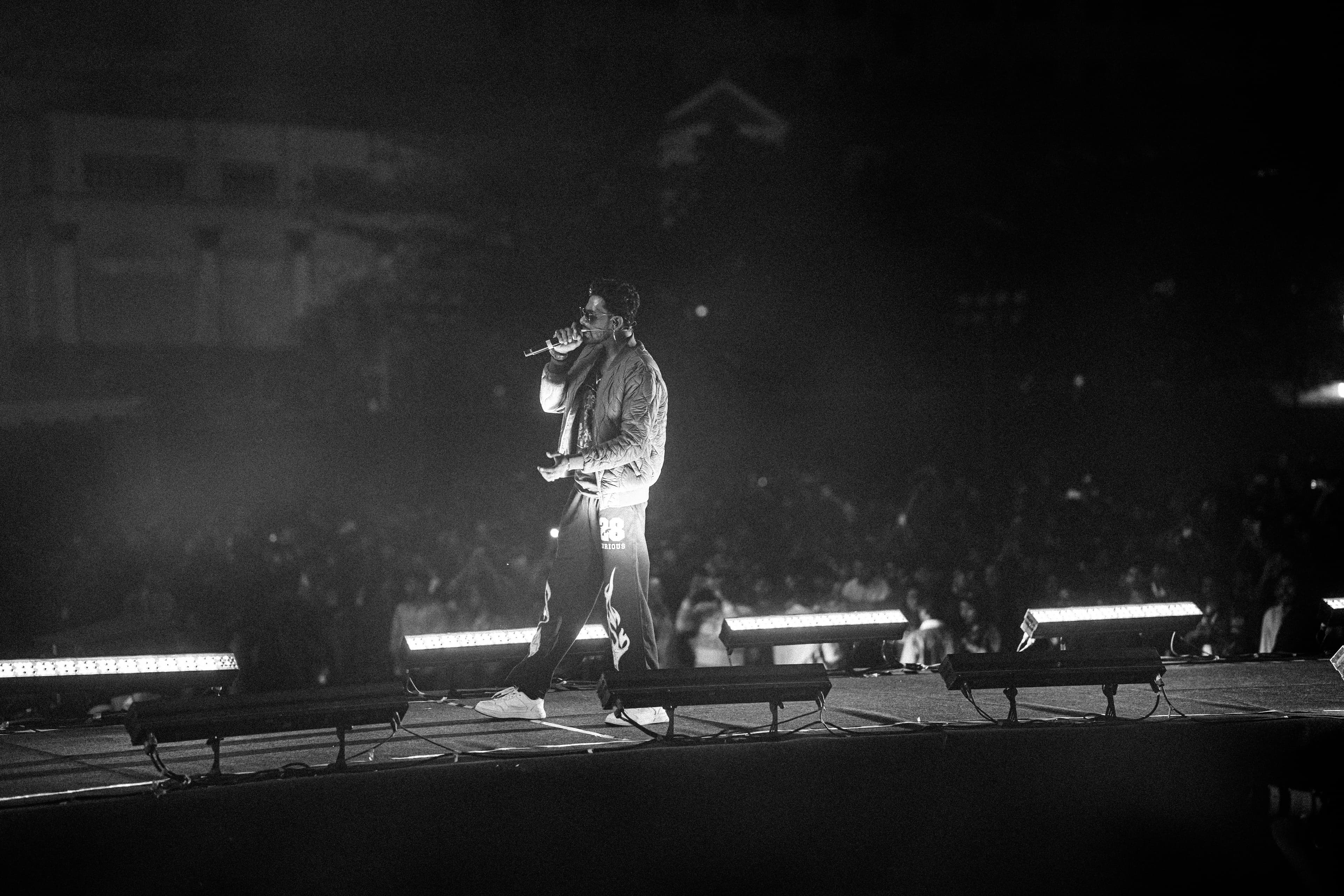 Fans raising phones to film a concert