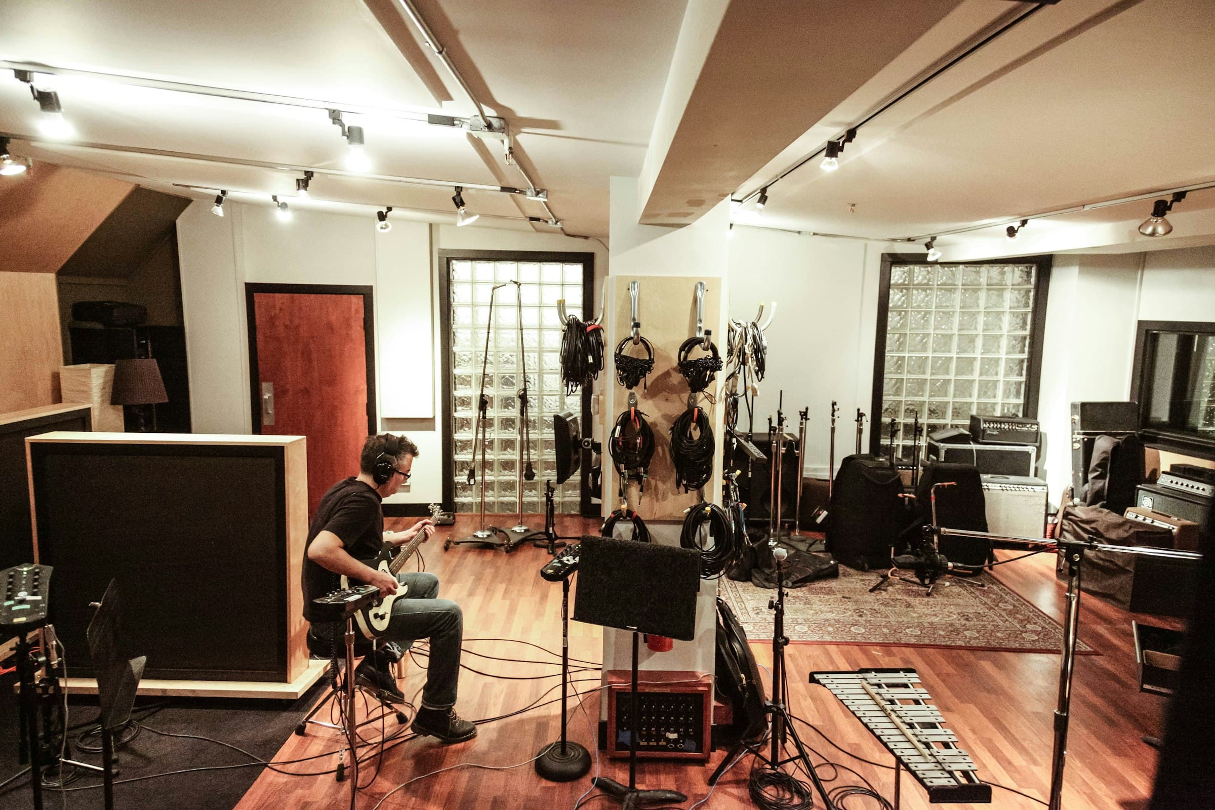 Musicians rehearsing in a studio